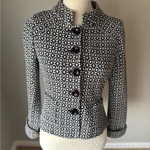 Saks Fifth Avenue Black and White Geometric Sweater Blazer